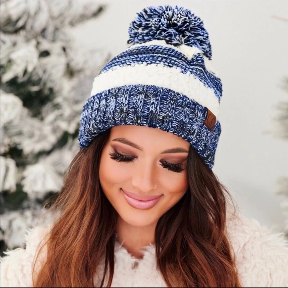 1 LEFT! High Quality Thick Warm C.C Popcorn Knit Warm Comfy Winter Beanie Hat - Picture 1 of 9